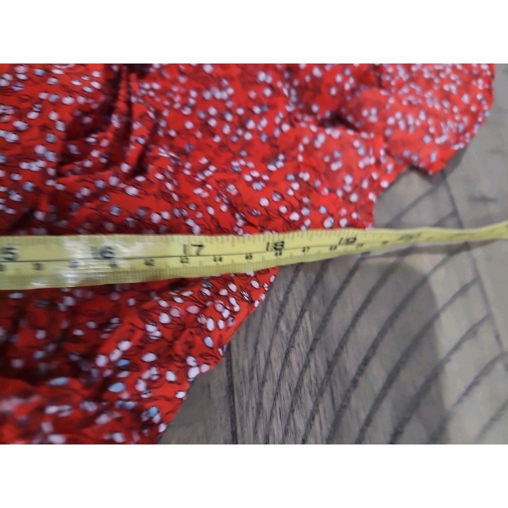 Max Studio Dress M Red Floral Smocked Tiered Boho Prairie Midi CottageCore Fairy - Picture 13 of 15